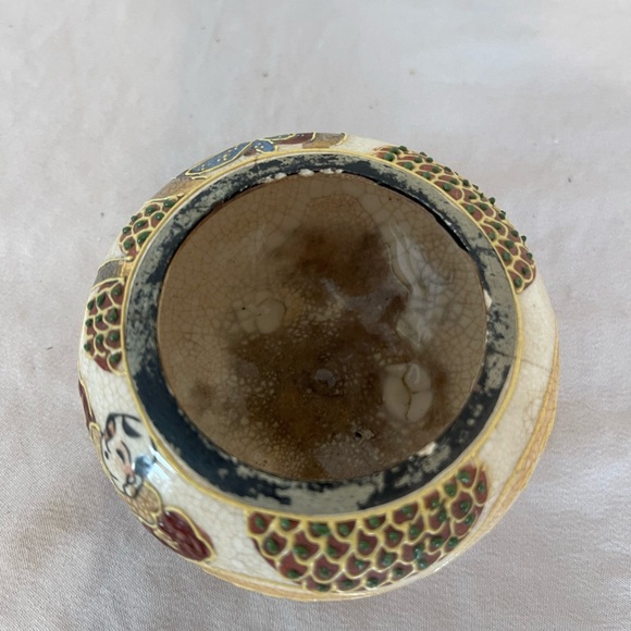 Japanese Satsuma Ware Vintage Small Bowl Censer Meiji Hand Painted Rare Antique - Picture 3 of 7